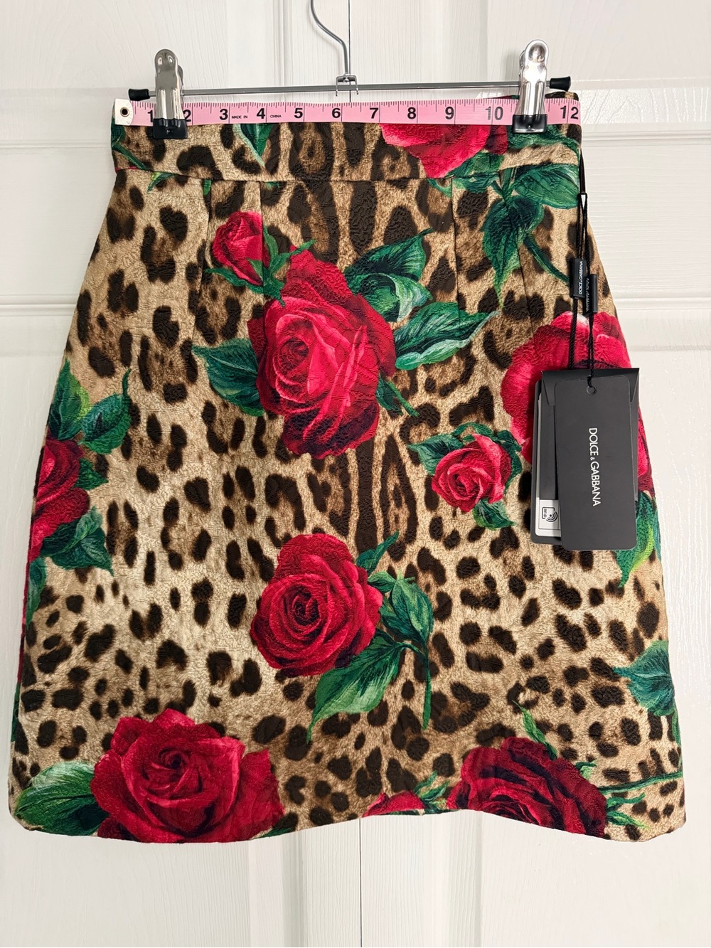 Dolce & Gabbana Leopard and Rose Brocade Mini Skirt IT 36